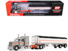 Peterbilt 589 with 58" Mid-Roof Sleeper and 50' Wilson Pacesetter Grain Trailer Silver Metallic with Orange Stripes 1/64 Diecast Model DCP/First Gear 60-2173