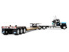 Peterbilt 589 Day Cab and Fontaine Renegade LXT40 Lowboy Trailer with Fliptail "Cappello Heavy Transport" Black with Light Blue Hood 1/64 Diecast Model DCP/First Gear 60-2267