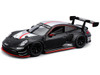 Porsche 911 GT3 R Black with Silver Hood and Top and Red Stripe Race Series 1/24 Diecast Model Car Bburago 28048BK
