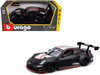 Porsche 911 GT3 R Black with Silver Hood and Top and Red Stripe Race Series 1/24 Diecast Model Car Bburago 28048BK