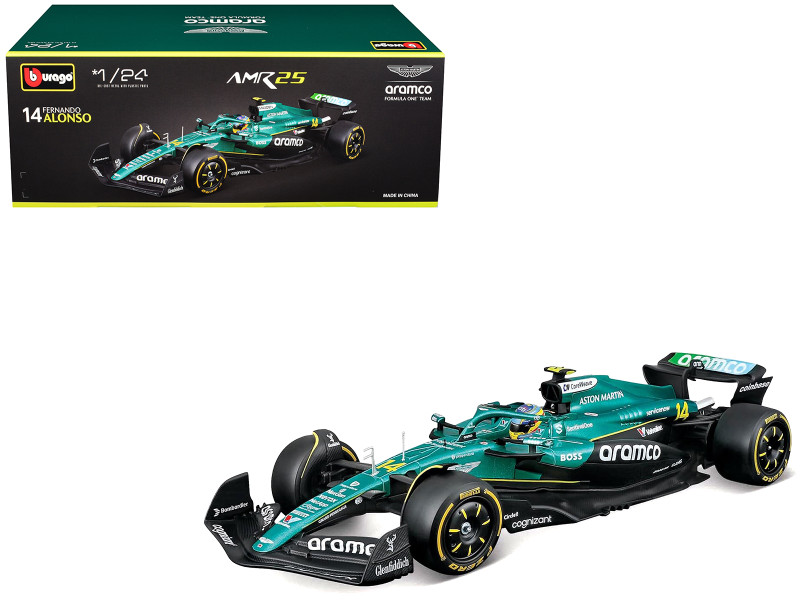Aston Martin AMR25 #14 Fernando Alonso Aramco Formula One F1 World Championship 2025 1/24 Diecast Model Car Bburago 28070FA