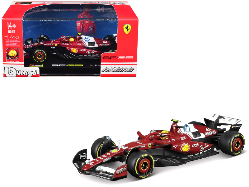 Ferrari SF-25 #44 Lewis Hamilton Formula One F1 World Championship 2025 with Display Case 1/43 Diecast Model Car Bburago 36852LH