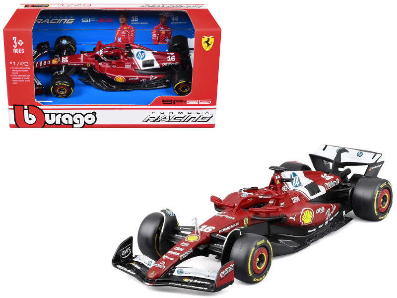 Iveco S-Way 570 Car Transporter Red and Ferrari SF-24 #16 Charles