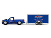 1993 Chevrolet 454 SS Pickup Truck Blue Metallic with Black Hood and Car Trailer Blue Metallic Cole Joseph Motorsports Tow & Go Series 1/64 Diecast Model Car Maisto 15368-25A