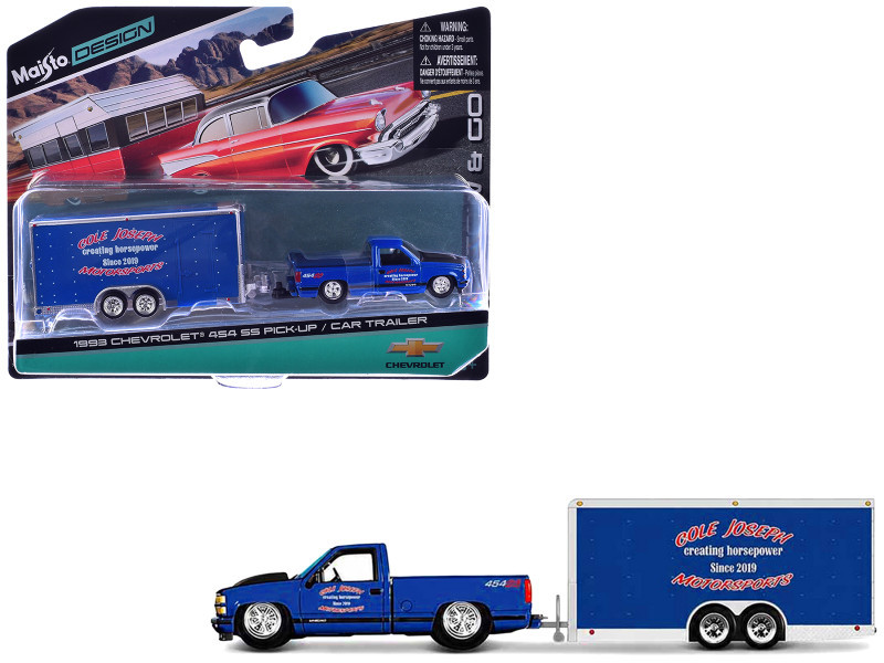 1993 Chevrolet 454 SS Pickup Truck Blue Metallic with Black Hood