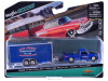 1993 Chevrolet 454 SS Pickup Truck Blue Metallic with Black Hood and Car Trailer Blue Metallic Cole Joseph Motorsports Tow & Go Series 1/64 Diecast Model Car Maisto 15368-25A