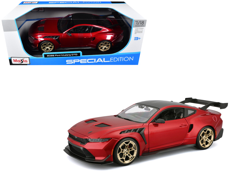 2025 Ford Mustang GTD Red Metallic with Black Top Special Edition Series 1/18 Diecast Model Car Maisto 31468R