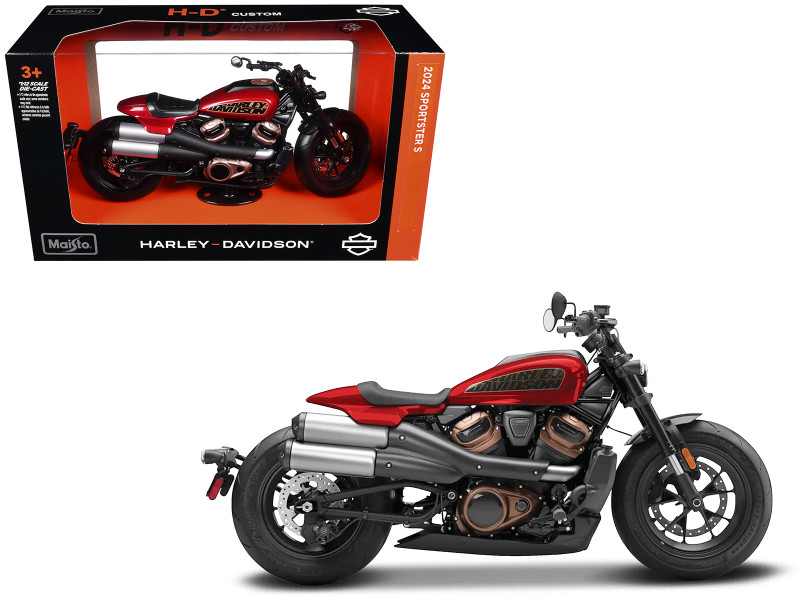 2024 Harley Davidson Sportster S Motorcycle Red Metallic and Black H-D Custom Series 1/12 Diecast Model Car Maisto 32346