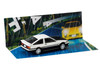 Toyota Corolla Levin AE86 RHD Right Hand Drive White with Carbon Hood Initial D 1995-2013 Manga Diorama Set Series 1/64 Diecast Model Car Hobby Japan HJDMD008A