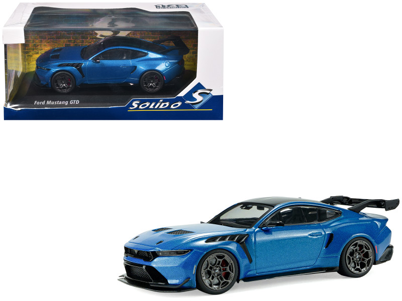 2025 Ford Mustang GTD Indulgent Blue Metallic with Black Top 1/43 Diecast Model Car Solido S4318301