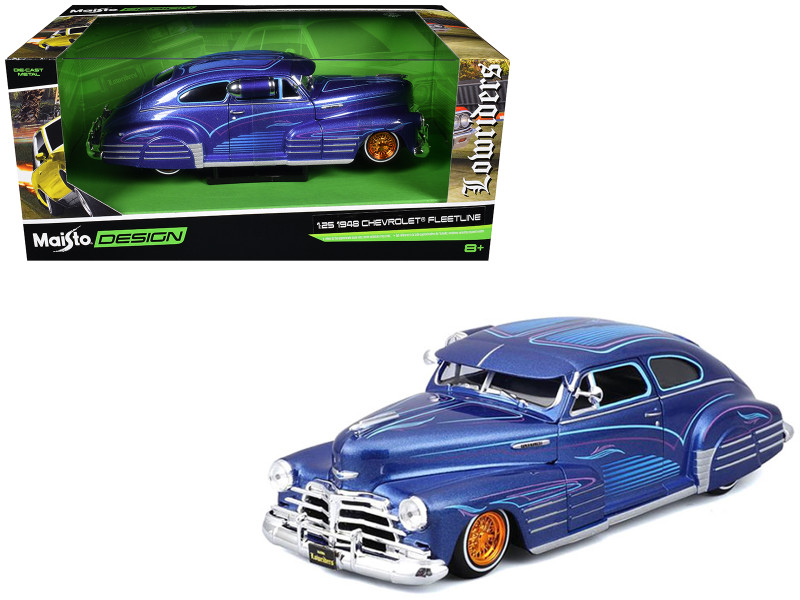 1948 Chevrolet Fleetline Lowrider Blue Metallic with Graphics Maisto Design Series 1/25 Diecast Model Car Maisto 32553BL