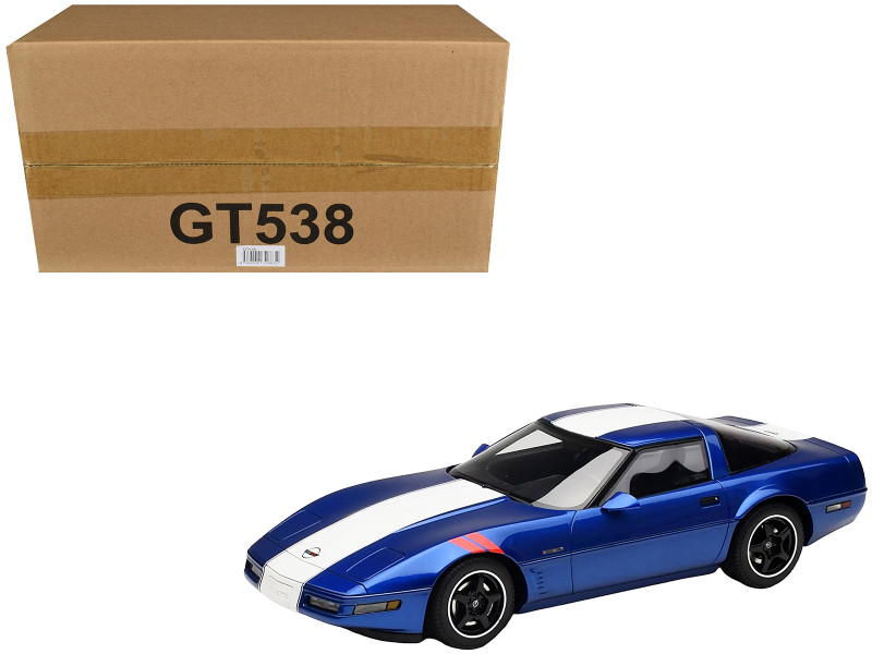 1996 Chevrolet Corvette C4 Grand Sport Blue Metallic with White Stripe 1/18 Model Car GT Spirit GT538