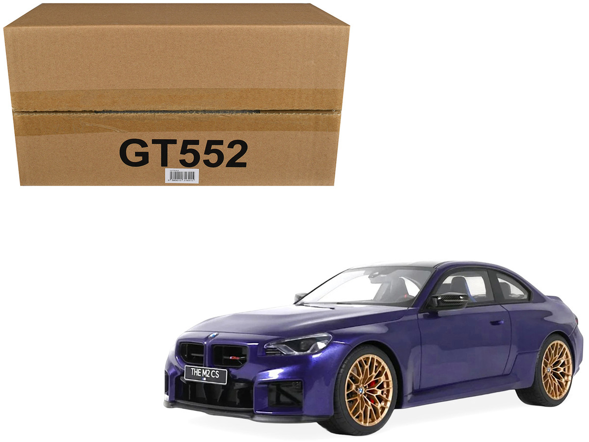 2025 BMW M2 CS Blue Metallic with Black Top 1/18 Model Car GT