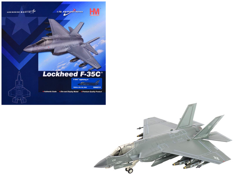 Lockheed F-35C Lightning II Aircraft 169034 VFA-125 Rough Raiders 2022 United States Navy Air Power Series 1/72 Diecast Model Hobby Master HA6213