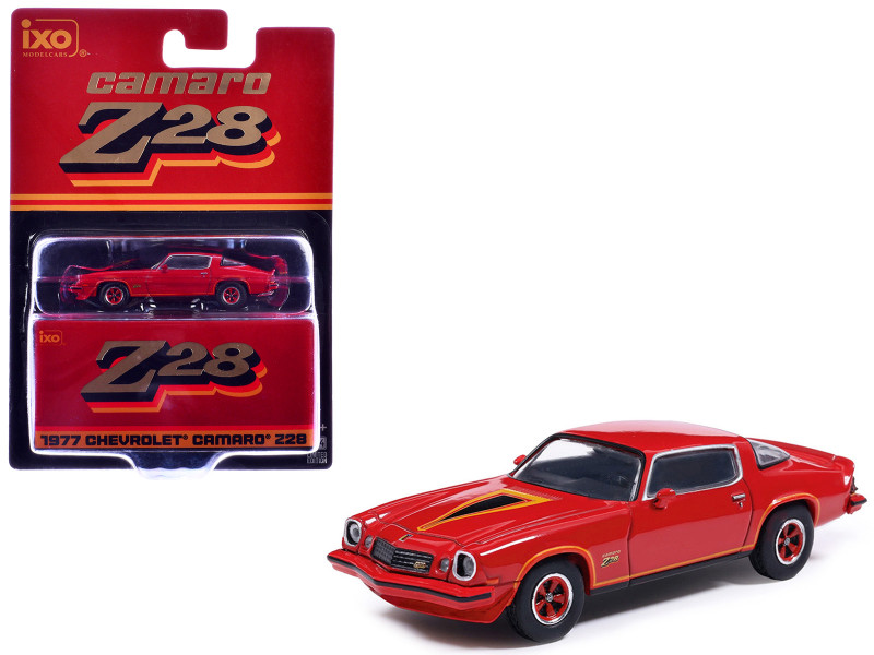 1977 Chevrolet Camaro Z28 Red with Hood Stripes 1/64 Diecast Model IXO Models IA64010