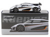 Koenigsegg One:1 Silver Metallic with Black Stripes Global64 Series 1/64 Diecast Model Car Tarmac Works T64G-TL054-SL