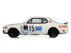 1972 Nissan Skyline 2000 GT-R KPGC10 RHD Right Hand Drive #15 Kunimitsu Takahashi 50th Victory White with Blue Stripe Tokyo Torque Series 10 1/64 Diecast Model Car Greenlight 235110B