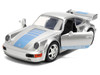 Porsche 911 Carrera RS 3.8 Mirage Silver Metallic with Blue Stripes Transformers: Rise of the Beasts 2023 Movie Hollywood Rides 1/32 Diecast Model Car by Jada 36210