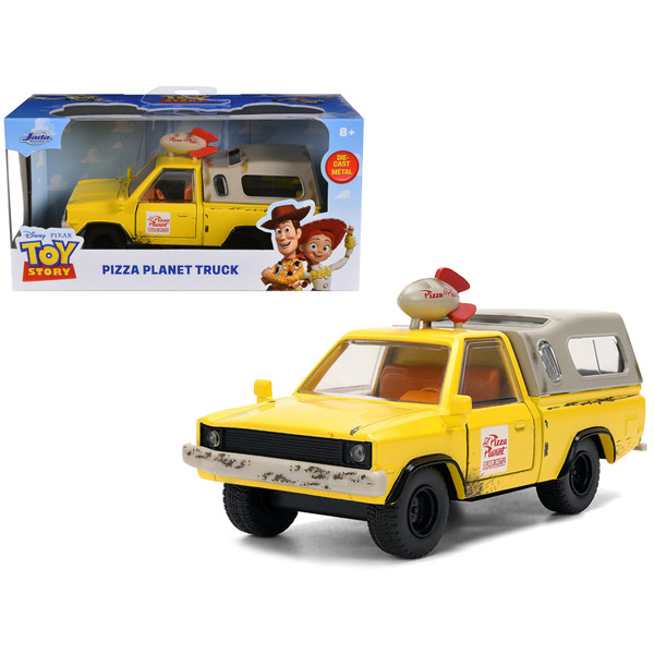 Pizza Planet Truck Yellow Weathered with Beige Camper Toy Story 1995 Movie Hollywood Rides Series 1/32 Diecast Model Car Jada JA36301