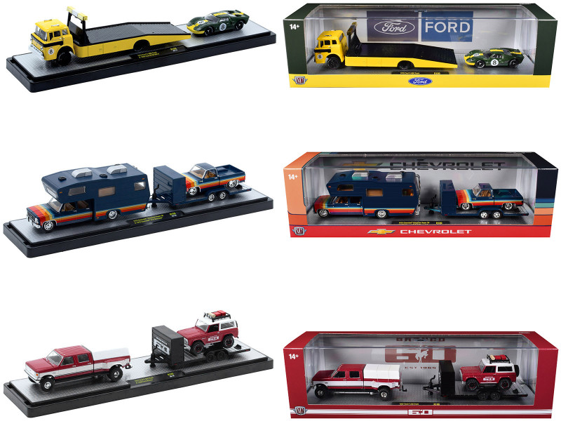 Auto Haulers Set of 3 Trucks Release 100 Limited Edition to 9600 pieces Worldwide 1/64 Diecast Models M2 Machines 36000-100