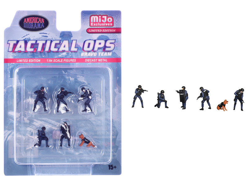 Tactical Ops Bravo Team 6 piece Diecast Figure Set 6 Figures Limited Edition for 1/64 Scale Models American Diorama AD-2439MJ