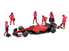 Formula Pit Crew – Team Red 6 piece Diecast Figure Set 6 Figures Limited Edition for 1/64 Scale Models American Diorama AD-2443MJ