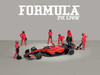 Formula Pit Crew – Team Red 6 piece Diecast Figure Set 6 Figures Limited Edition for 1/64 Scale Models American Diorama AD-2443MJ