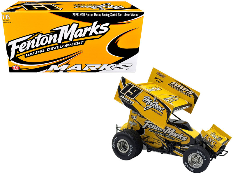 Winged Sprint Car #19 Brent Marks Fenton Marks Racing 2026 1/18 Diecast Model Car ACME A1826003