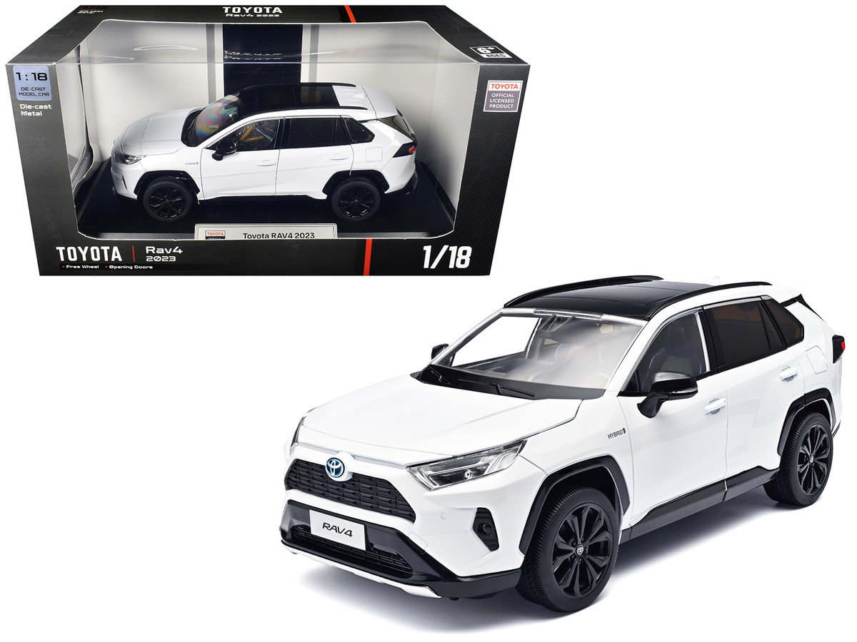 2023 Toyota Rav4 Hybrid White Metallic with Black Top 1/18 Diecast