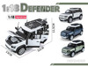 Land Rover Defender 110 Blue Metallic with White Top and Roof Rack 1/18 Diecast Model Car Heimanba Q1002A-BL