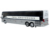 Prevost H3-45 Coach Bus Greyhound Scenicruiser Service White and Raw Metal The Bus & Motorcoach Collection Limited Edition to 504 pieces Worldwide 1/87 (HO) Scale Diecast Model Iconic Replicas 87-0659