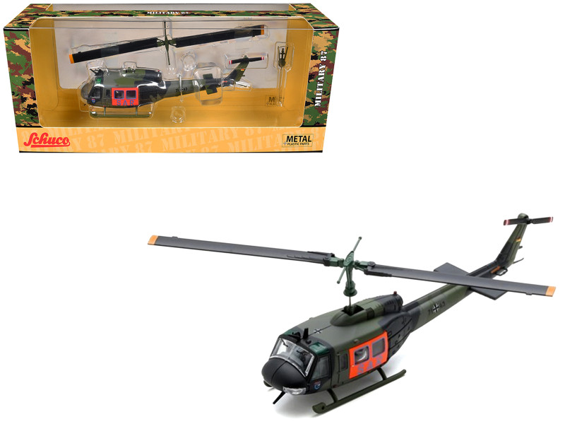 Bell UH 1D Helicopter SAR - German Army Green Camouflage 1/87 (HO) Scale Diecast Model Car Schuco 452680800