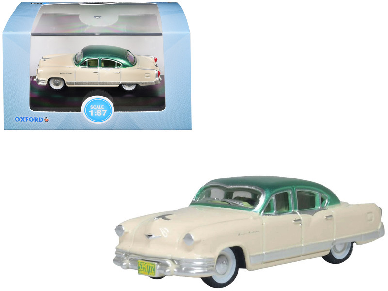 1953 Kaiser Manhattan Stardust Ivory with Jade Green Metallic Top 1/87 (HO) Scale Diecast Model Car Oxford Diecast 87KM53001