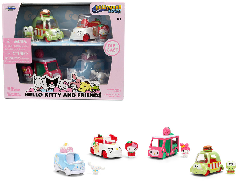 Hello Kitty and Friends Set of 4 Diecast Figures and Cars Hollywood Rides Series Diecast models Jada 37345