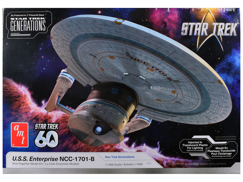 Skill 2 Model Kit U.S.S. Enterprise NCC-1701-B Space Ship Star Trek Generations 1994 Movie 1/1000 Model Kit AMT AMT1560M