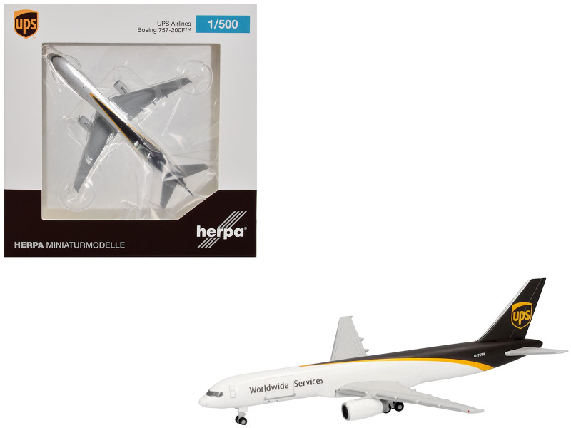 Boeing 757-200F Commercial Aircraft UPS Worldwide Service N475UP White with Brown Tail 1/500 Diecast Model Airplane Herpa HE524612-001
