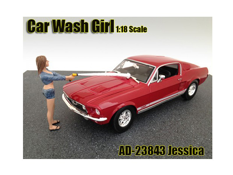 Car Wash Girl Jessica Figurine Figure For 1:18 Models American Diorama 23843