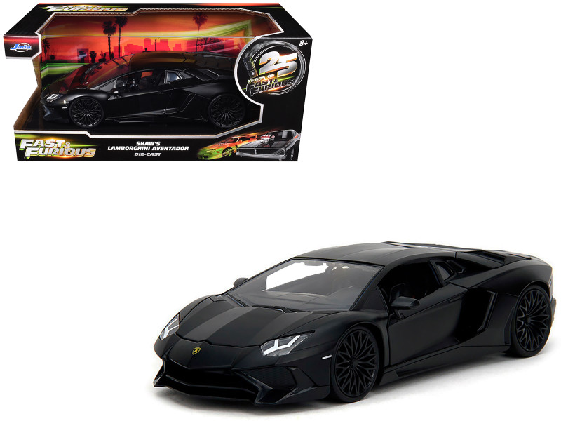 Shaw's Lamborghini Aventador Matt Black Furious 7 2015 Movie Fast & Furious Series 1/24 Diecast Car Model Jada 36152-25TH
