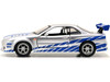 Brian's Nissan Skyline GT-R R34 RHD Right Hand Drive Silver Metallic with Blue Stripes 2 Fast 2 Furious 2003 Movie Fast & Furious 25th Anniversary Series 1/32 Diecast Car Model Jada 97184-25TH