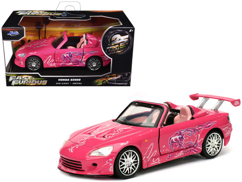 Suki's Honda S2000 Convertible Pink with Graphics 2 Fast 2 Furious 2003 Movie Fast & Furious 25th Anniversary Series 1/32 Diecast Car Model Jada 97610-25TH