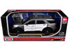 2022 Ford Police Interceptor Utility Gray Metallic with White Doors Builder s Kit with Flashing Light Bar and Front and Rear Lights and Sounds 1/24 Diecast Model Car Motormax 79541-BB-GRYW