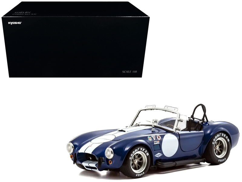 Shelby Cobra 427 S/C Blue with White Stripes and Race Graphics 1