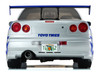 Nissan Skyline GT-R R34 RHD Right Hand Drive Silver Metallic with Blue Graphics 2 Fast 2 Furious 2003 Movie 1/12 Model Car Kyosho KSR12007A