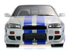 Nissan Skyline GT-R R34 RHD Right Hand Drive Silver Metallic with Blue Graphics 2 Fast 2 Furious 2003 Movie 1/12 Model Car Kyosho KSR12007A