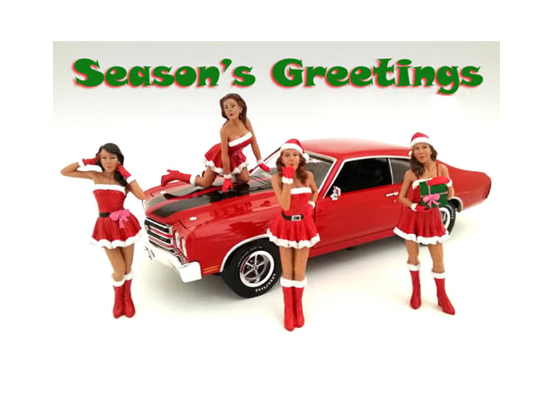 Christmas Girls 4 pieces Figure Set for 1:18 Scale Diecast Model Cars by American Diorama