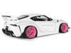 2025 Toyota GR Supra Liberty Walk Body Kit White Metallic with Pink Wheels 1/18 Diecast Model Car Solido S1815502