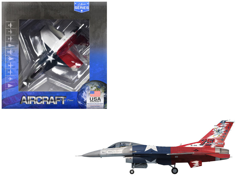 Lockheed F-16C Fighting Falcon Fighter Aircraft 301st FW 457th FS Spads 75th Anniversary 2019 United States Air Force Collector Series 1/100 Diecast Model Air Force 1 AF1-0142C
