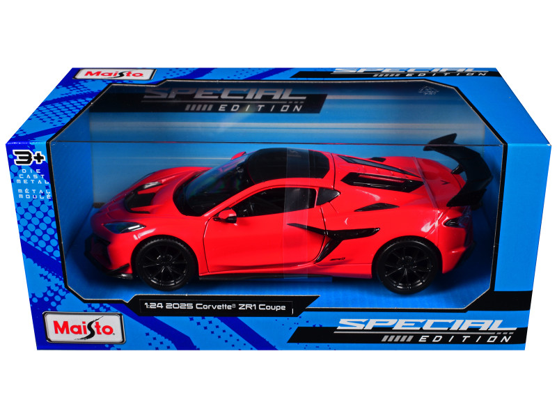 2025 Chevrolet Corvette ZR1 Coupe Red with Carbon Top Special Edition Series 1/24 Diecast Model Car Maisto 32927RD