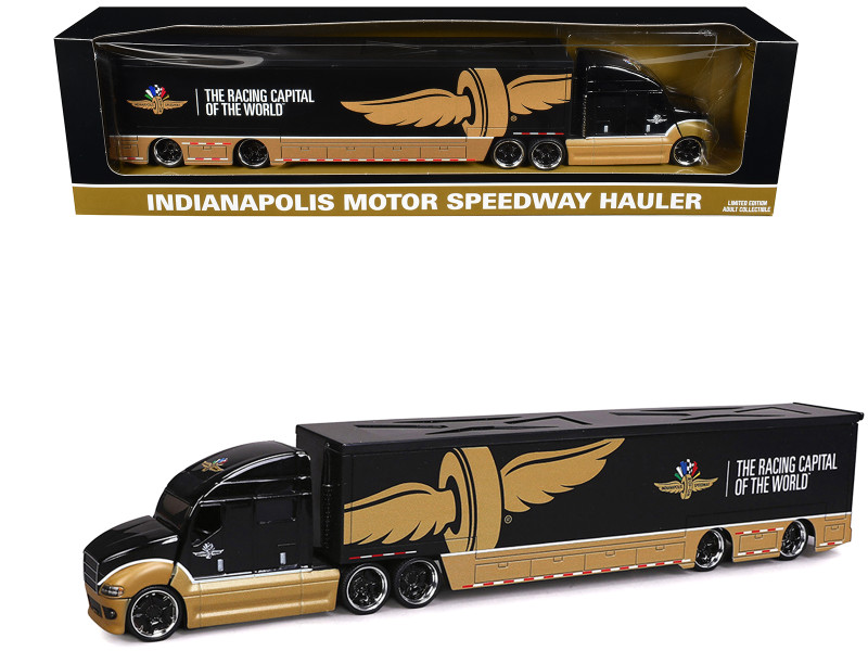 Indianapolis Motor Speedway Hauler Black and Gold 1/64 Diecast Model Car IXO Models IND64049