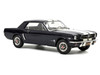 1965 Ford Mustang Hardtop Coupe Nightmist Blue Metallic with White Stripes 1/18 Diecast Model Car Norev 182805